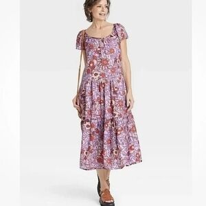 Knox Rose sz XXL Flutter sleeve gauzy maxi dress in Purple Haze